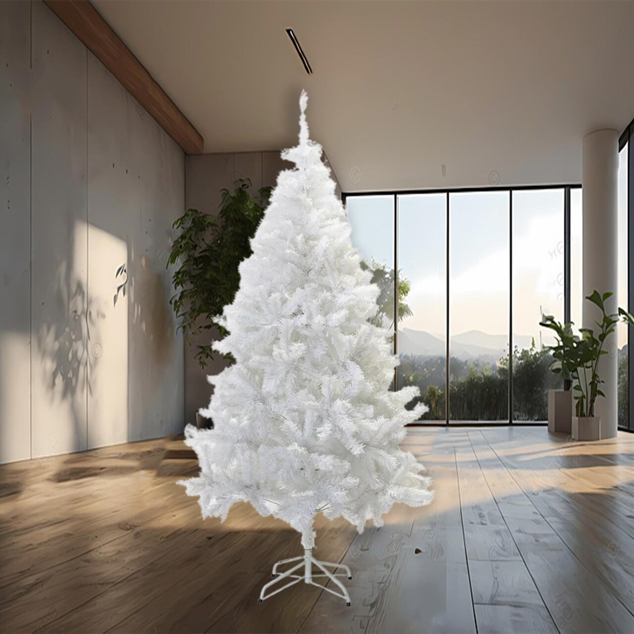 4 Ft White Artificial Christmas Tree Full Pine Style with Hinged Branches